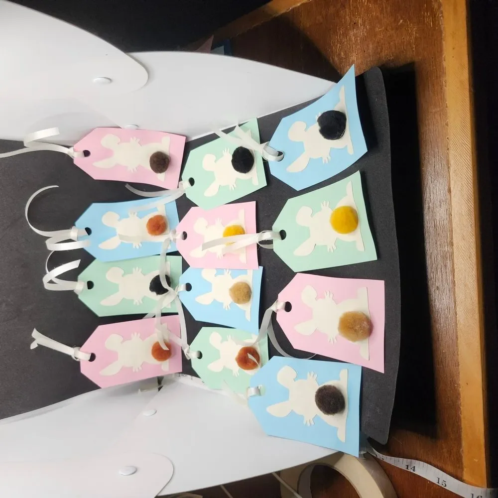Hand Crafted Pastel 3-D Bunny Gift Tags Thank You Cards Set Of 12